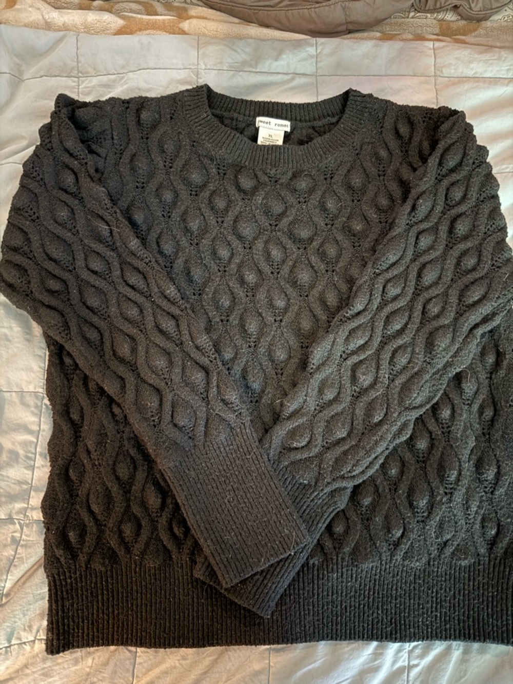 Sweet Romeo Black Knit Crewneck Sweater